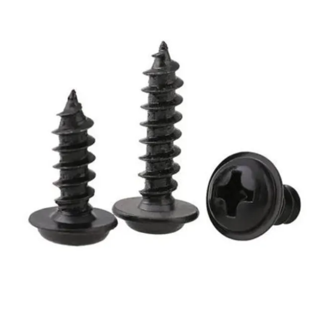 DIN968 Black Cross Recessed Pan Head Tapping Screws With Collar stainless steel (304/316/410) Carbon steel